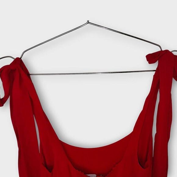 Reformation Womens Dress Sz Small Cherry Red Midi Nadira Glamourcore Princesscor - Picture 9 of 13